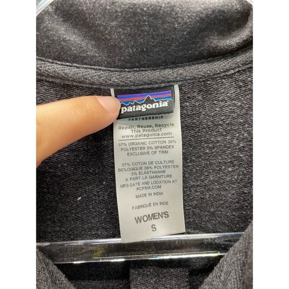 Patagonia Full Zip Grey Fold Over Collar Sweater Jacket size Small Women's READ - Picture 2 of 6